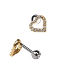 Steel 316L Barbell in Heart Design with Crystals - CC Crystal Clear    