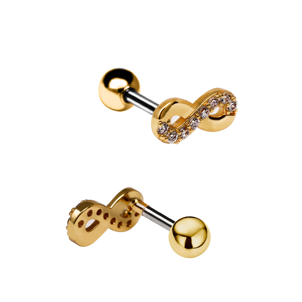Steel 316L Barbell in Infinity Design with Crystals - CC Crystal Clear    
