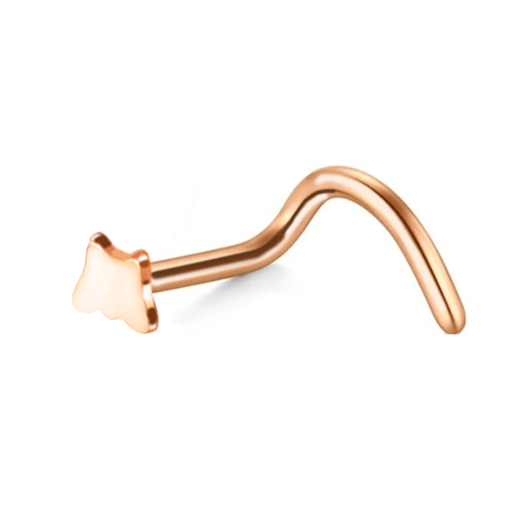 Steel 316L Rose Gold Ti-PVD Coated Nose Spiral with Butterfly Cut - 18GA(1.0mm)