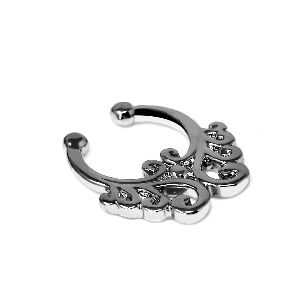 Brass White Rhodium Plated Fashion Clip-on septum Ring 