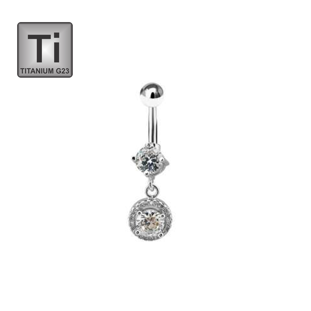 Titanium G23 Belly Button Banana in Fashion Design - CC -Crystal Clear 