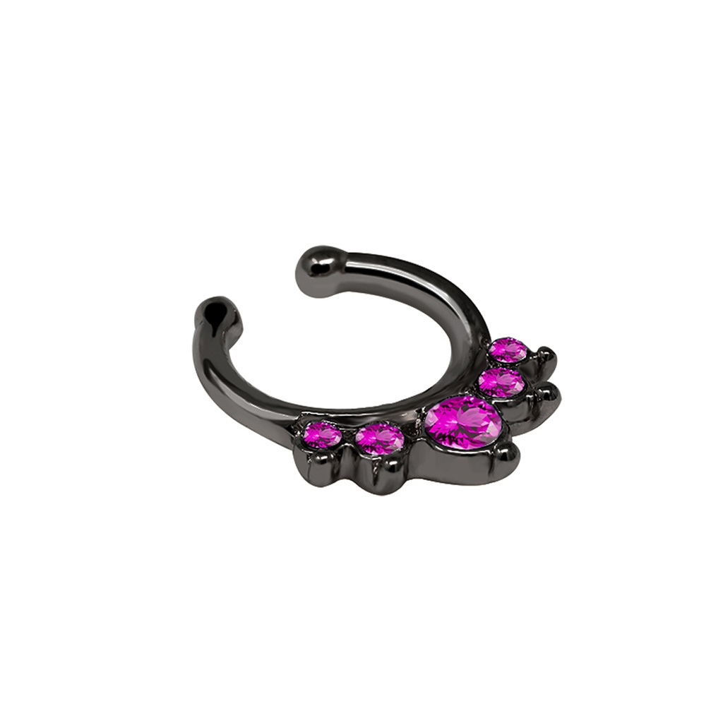 Brass Black Plated Clip-on septum Ring in Fashion Design with Crystals