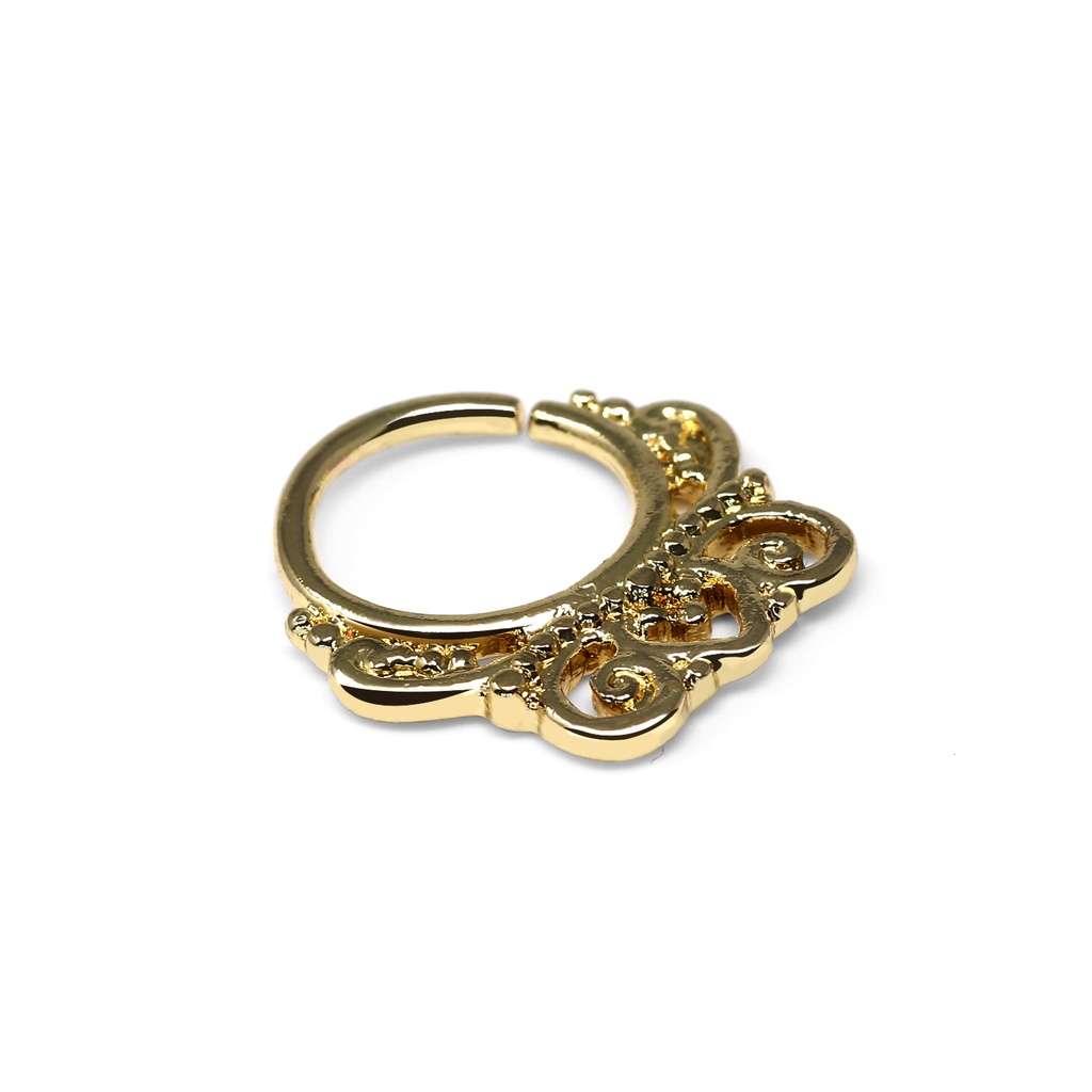 Brass Yellow Gold Plated Clip-on Septum Ring in Fashion Design