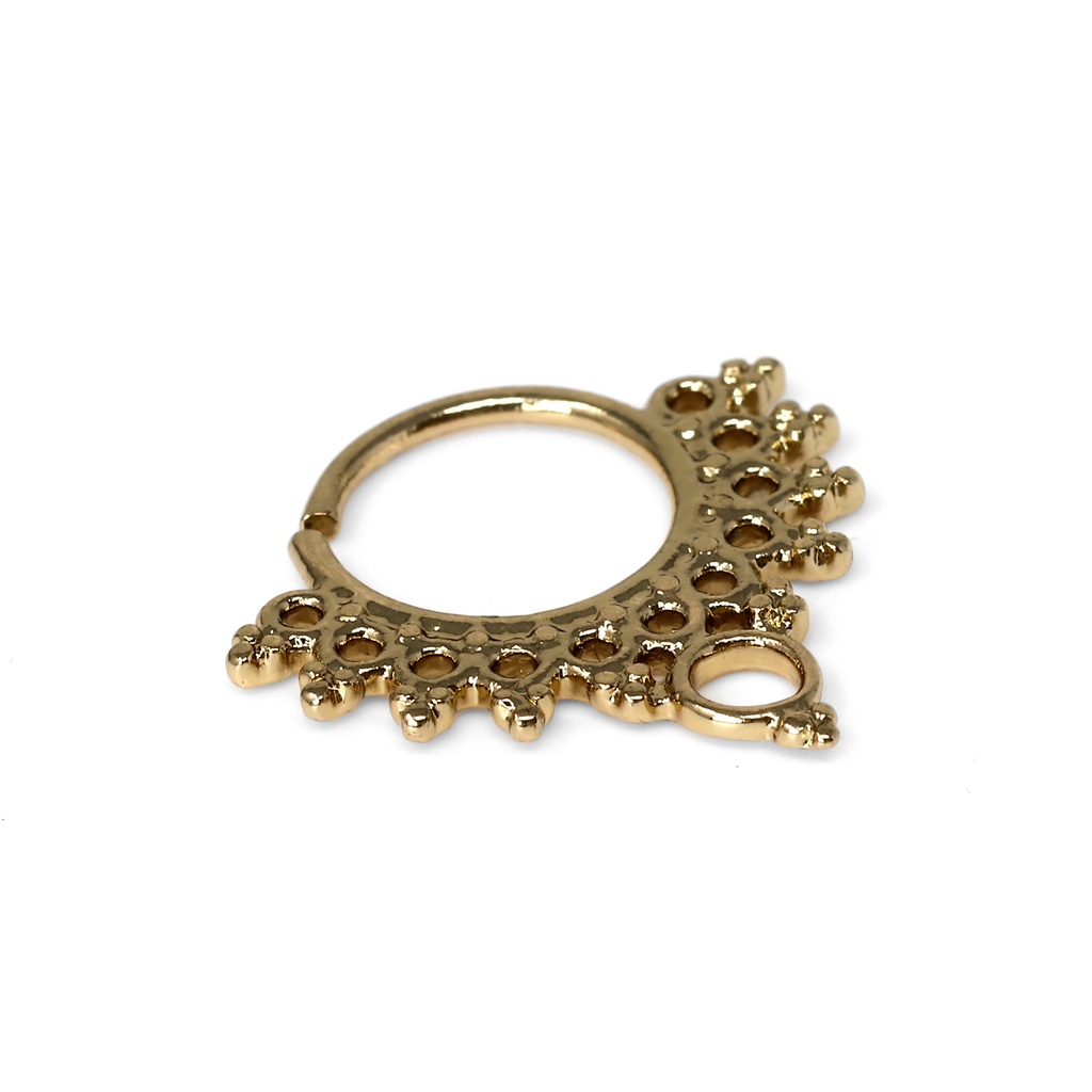 Brass Yellow Gold Plated Clip-on septum Ring in Tribal Fan Design