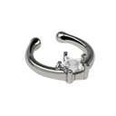 Brass White Rhodium Plated Clip-on septum Ring with Star Shaped Crystal in Fashion Design
