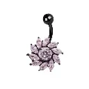 Steel 316L Black PVD Titanium Coated Belly Button Banana in Fashion Design - CC Crystal Clear -14GA(1.6mm)