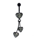 Steel 316L Black PVD Titanium Coated Belly Button Banana in Glitter Heart Design - 14GA (1.6mm)