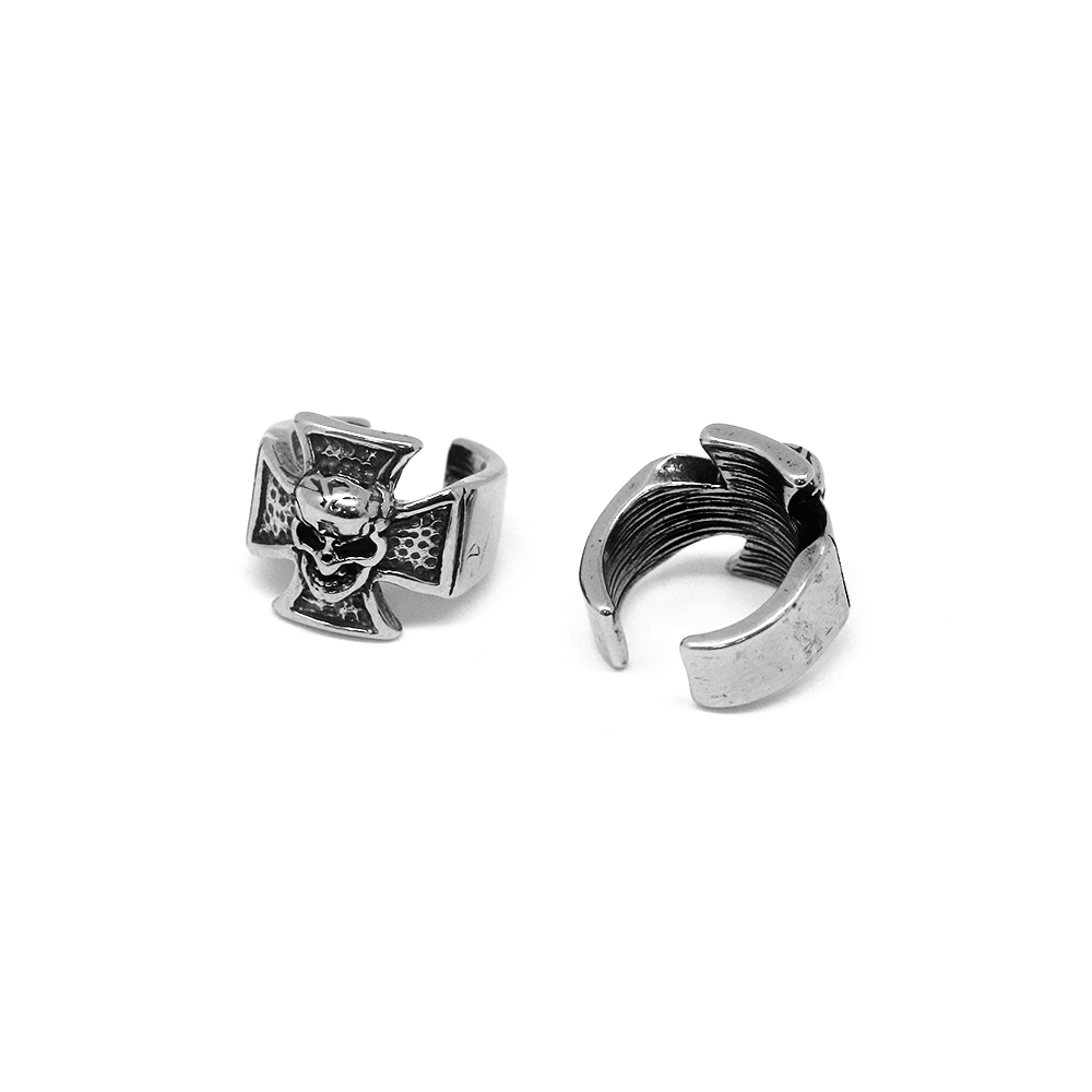 Steel 316L Non-Piercing Ear Cuff Vintage Cross Skull Design