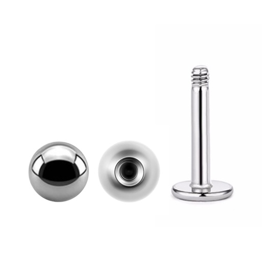 Steel 316L Labret with Screwball - 16GA(1.2mm)