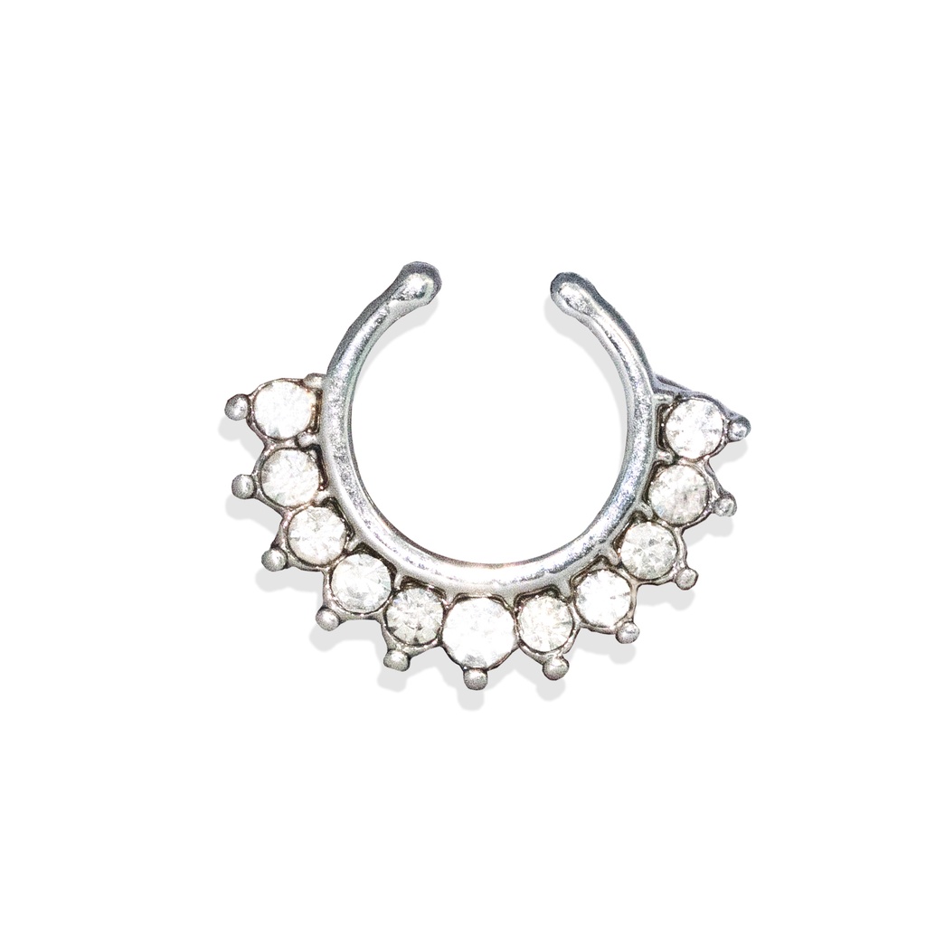 Brass White Rhodium Plated Clip-on septum Ring in Fashion Design 