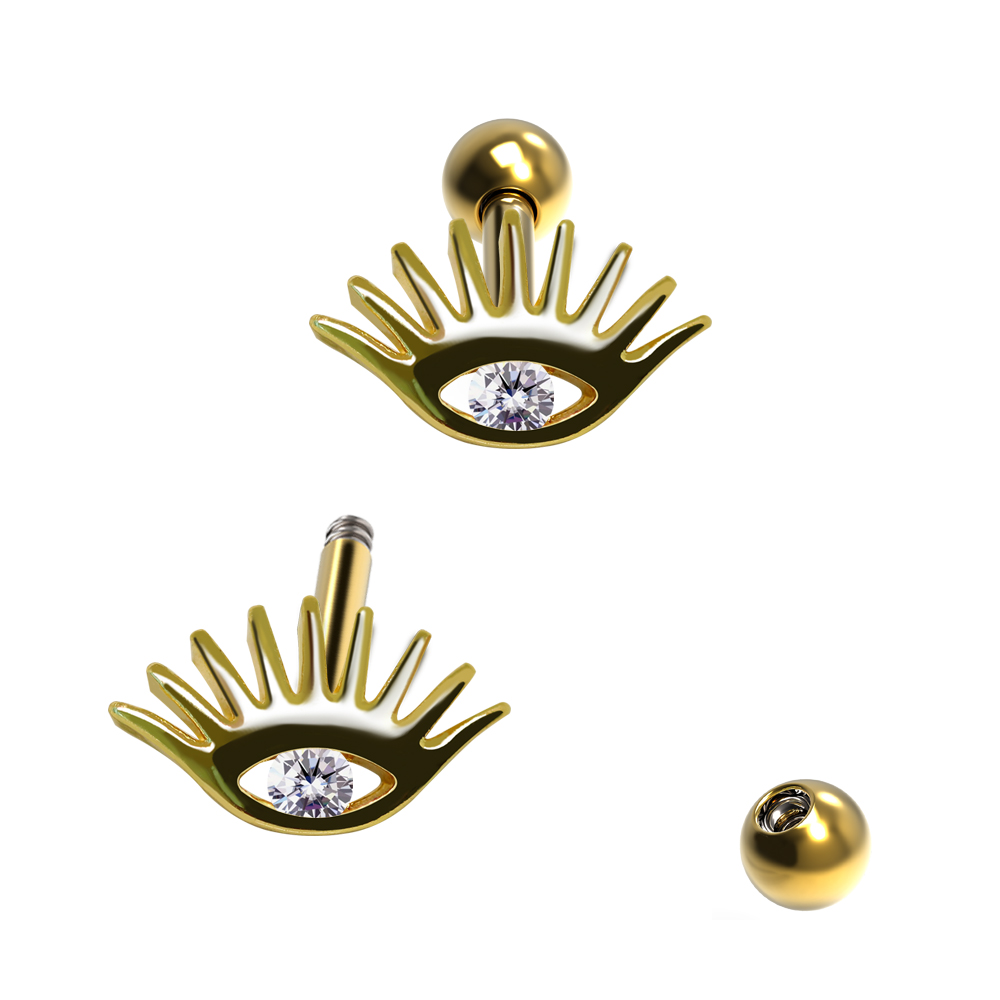 Steel 316L Barbell in Eye Design with Crystals - CC Crystal Clear