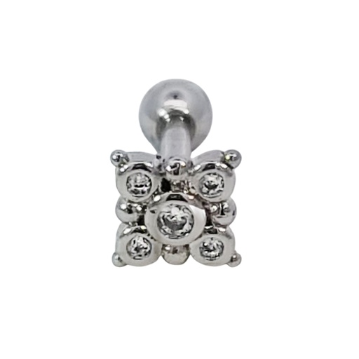 Steel 316L Barbell in Fashion Design with Crystals - CC Crystal Clear