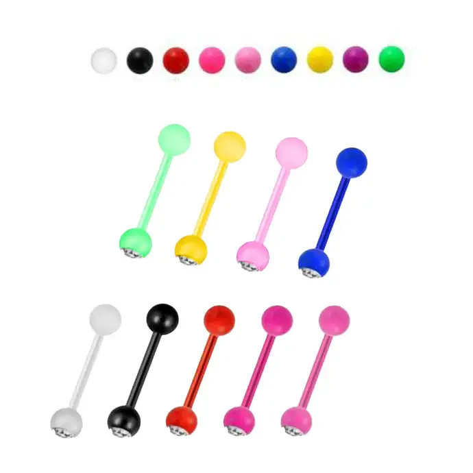 Bioflex Barbell with UV Crystal Screwballs (Fixed Length 16mm) - 14GA(1.6mm)  