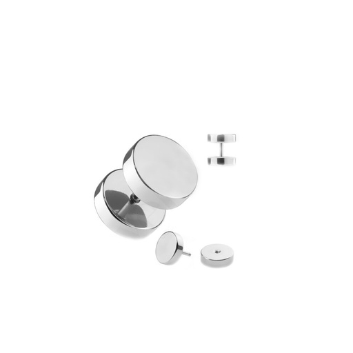 Steel 316L Ear Fake Plug with Disc Thickness 2.5mm - 16GA(1.2mm) 
