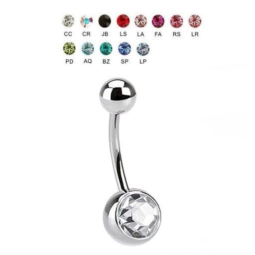 Steel 316L Bananabell with Single Crystal (5+8mm) - 14GA(1.6mm) 