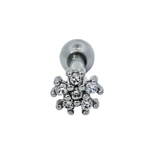 Steel 316L Barbell in Fashion Design with Crystals - CC Crystal Clear