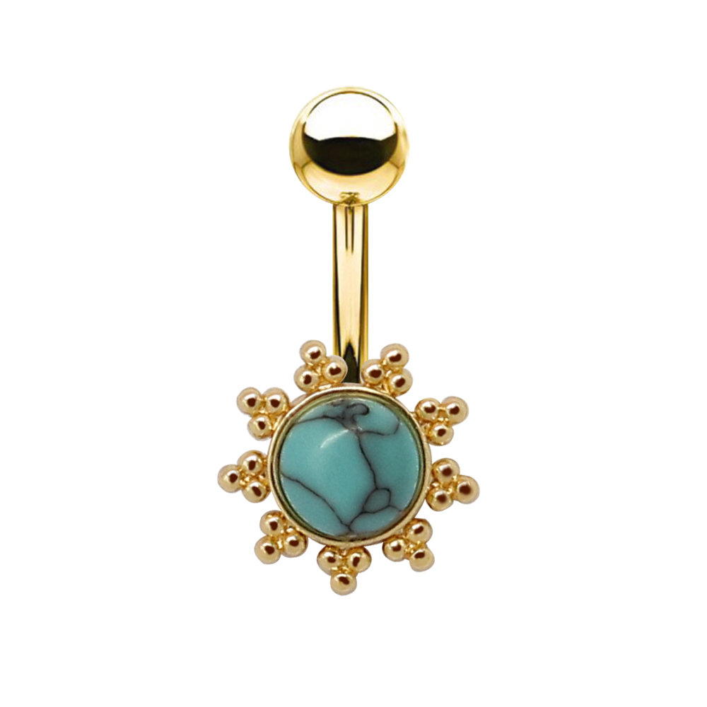 Steel 316L Gold PVD Coated Belly Button Banana in Fashion Design - 14GA(1.6mm)