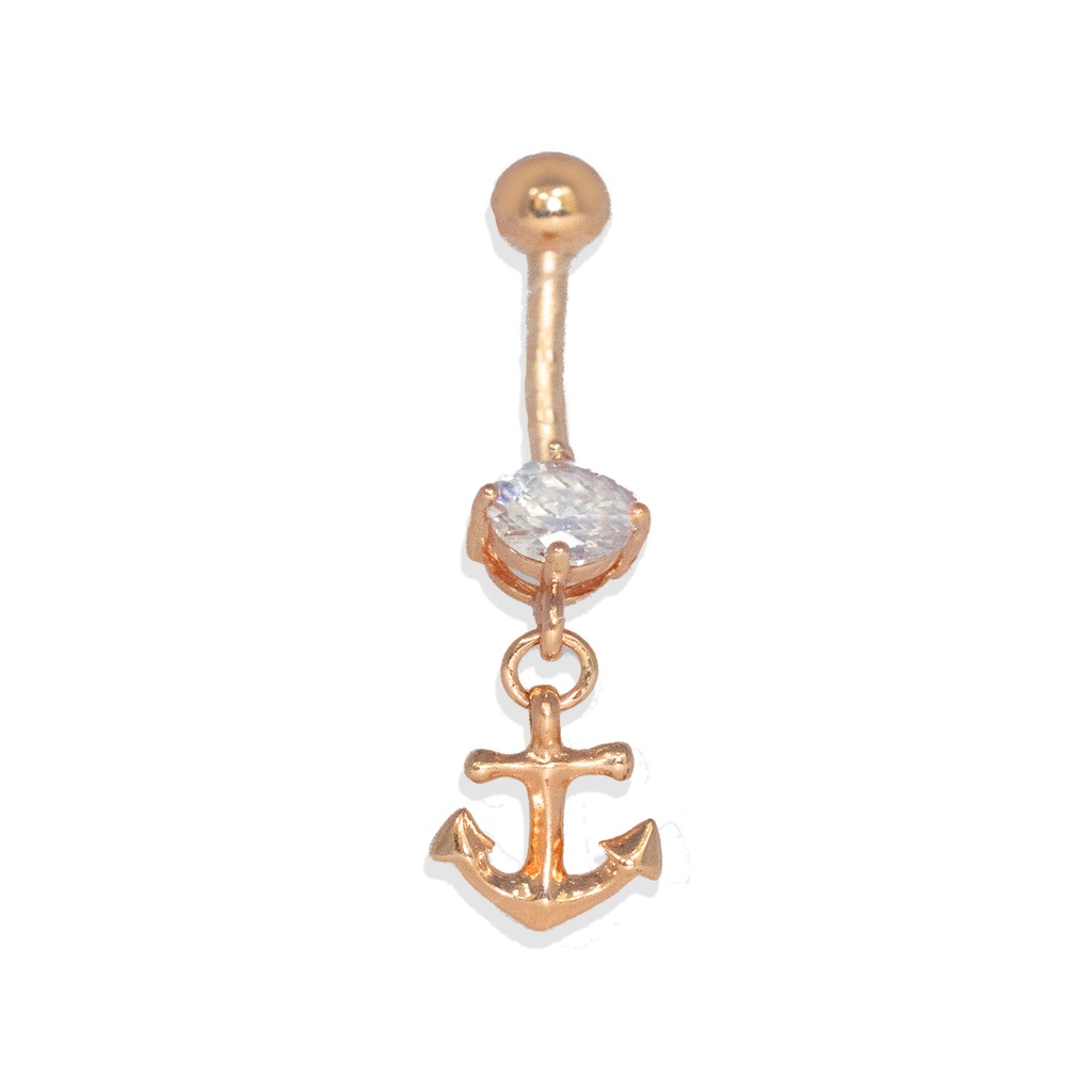 Steel 316L Rose Gold Ti-PVD Coated Belly Button Banana in Fashion Design 