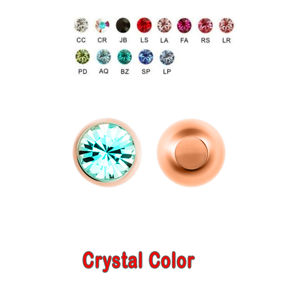 Steel 316L Rose Gold PVD Titanium Coated Setted Crystal Clip-in Ball 
