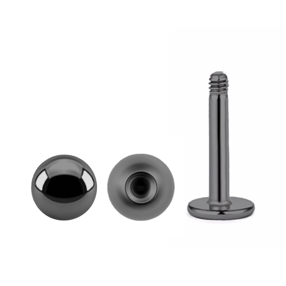 Steel 316L Black PVD Coated Labret with Screwballs - 14GA(1.6mm)  