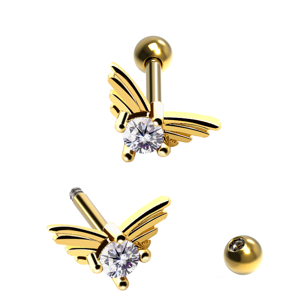 Steel 316L Barbell in Fashion Design with Crystals - CC Crystal Clear
