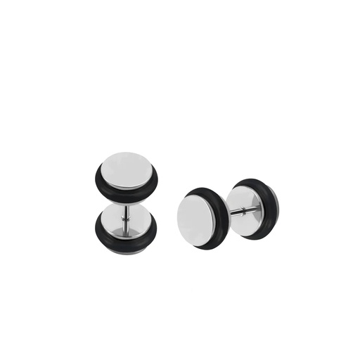 Steel 316L Ear Fake Plug with Rubbers - 18GA(1.0mm)