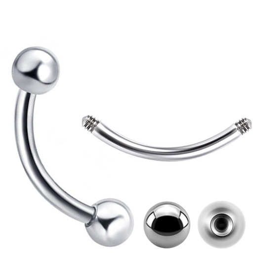 Steel 316L Bananabell with Screwballs - 16GA(1.2mm)