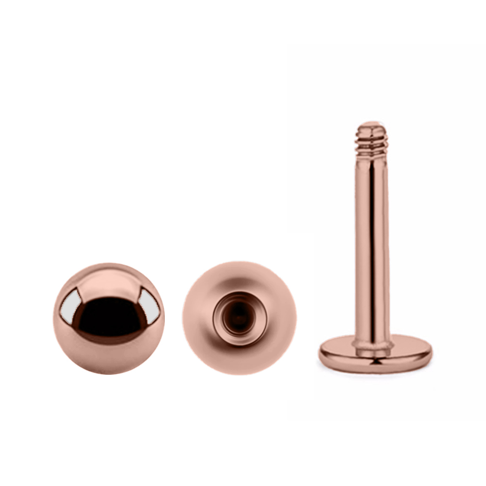 Steel 316L Rose Gold PVD Titanium Coated Labret with Screwball - 14GA(1.6mm)   