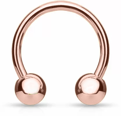 Steel 316L Rose Gold Ti-PVD Coated Circular Barbell with Screwballs - 18GA(1.0mm)