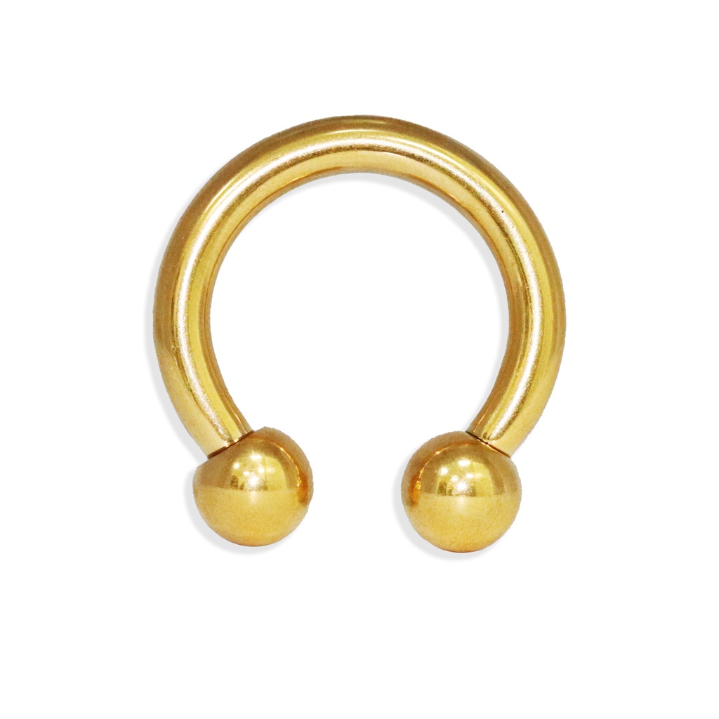 Steel 316L Gold Ti-PVD Coated Circular Barbell with Screwballs (Big Thickness)