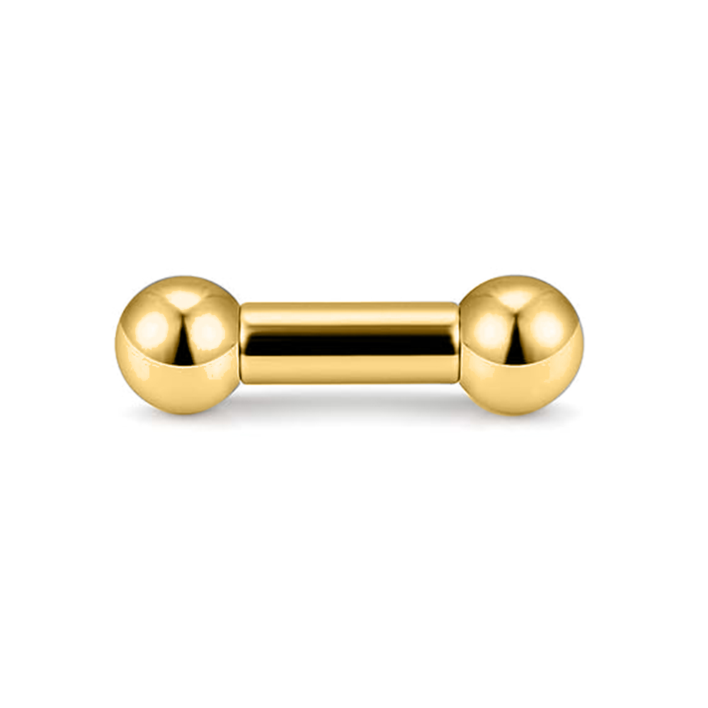 Steel 316L Gold Ti-PVD Coated Barbell with Screwballs - (Big Thickness)