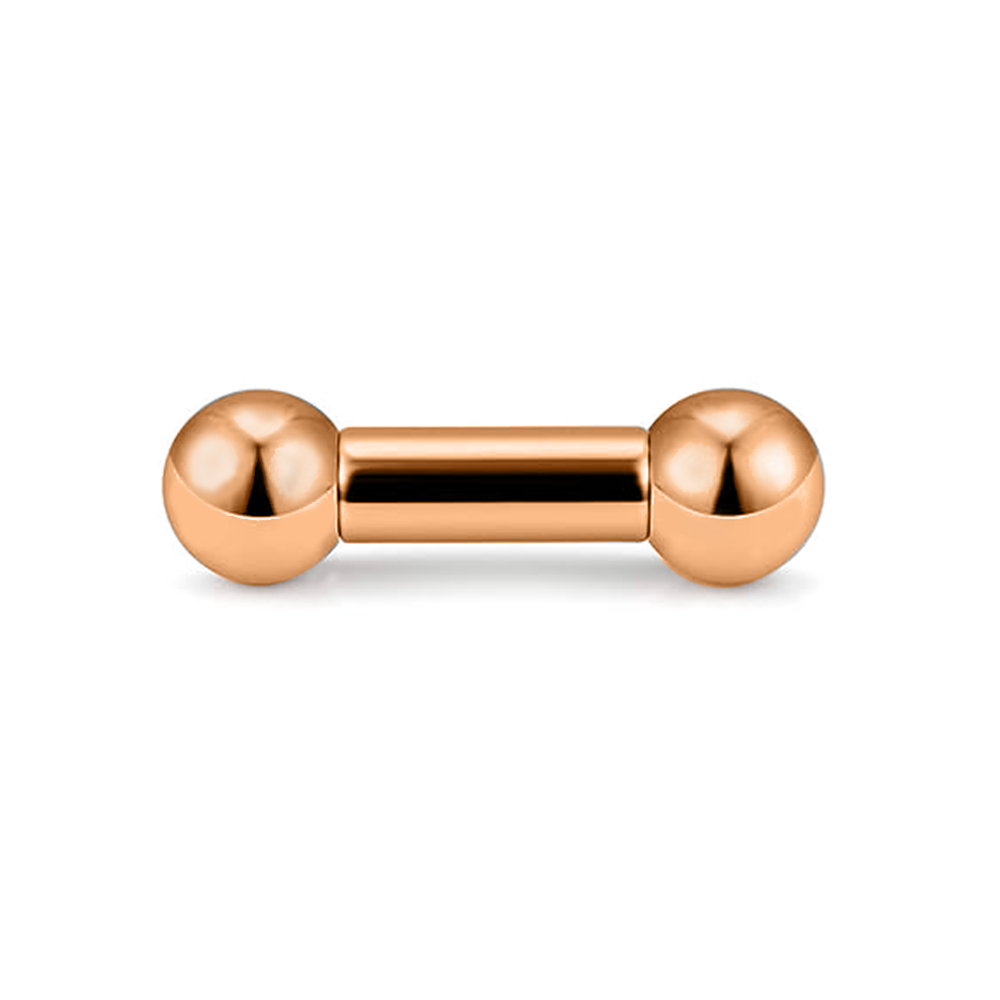 Steel 316L Rose Gold PVD Titanium Coated Barbell with Screwballs - (Big Thickness)