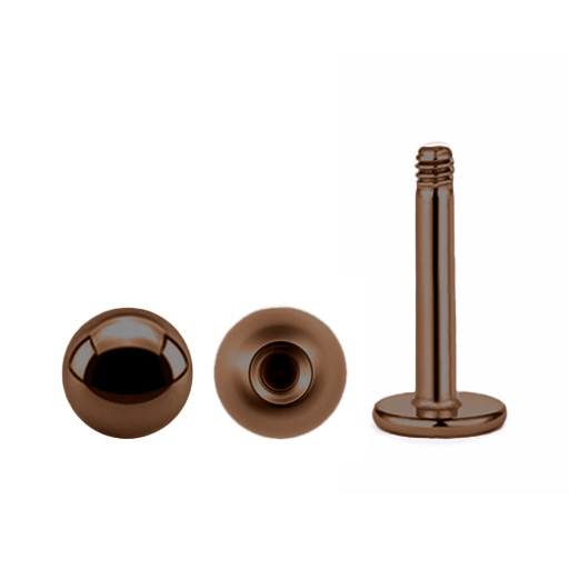 Steel 316L Antique Copper Coated Labret with Screwballs - 14GA(1.6mm) 