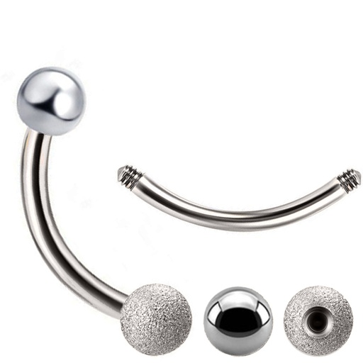 Steel 316L Bananabell with Single Sandblasted Screwballs - 14GA(1.6mm) 