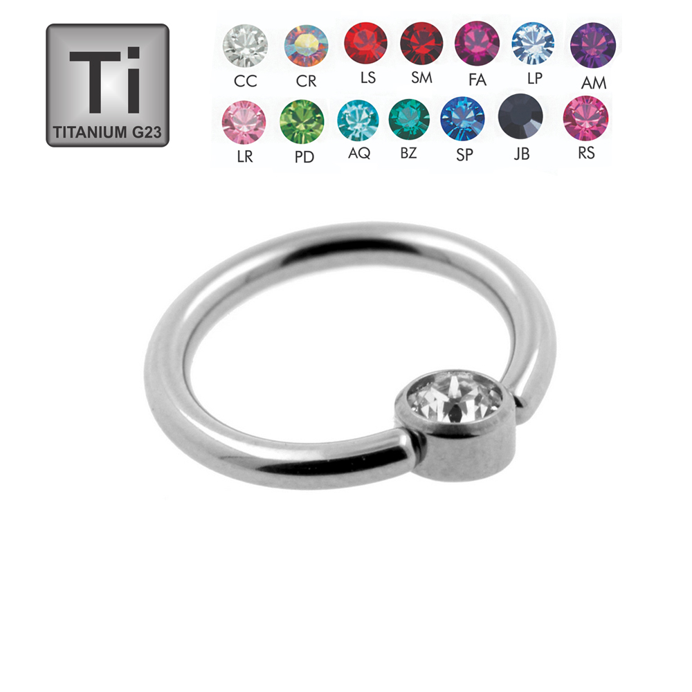 Titanium G23 BCR with Crystal Ball (3mm) - 16GA(1.2mm)