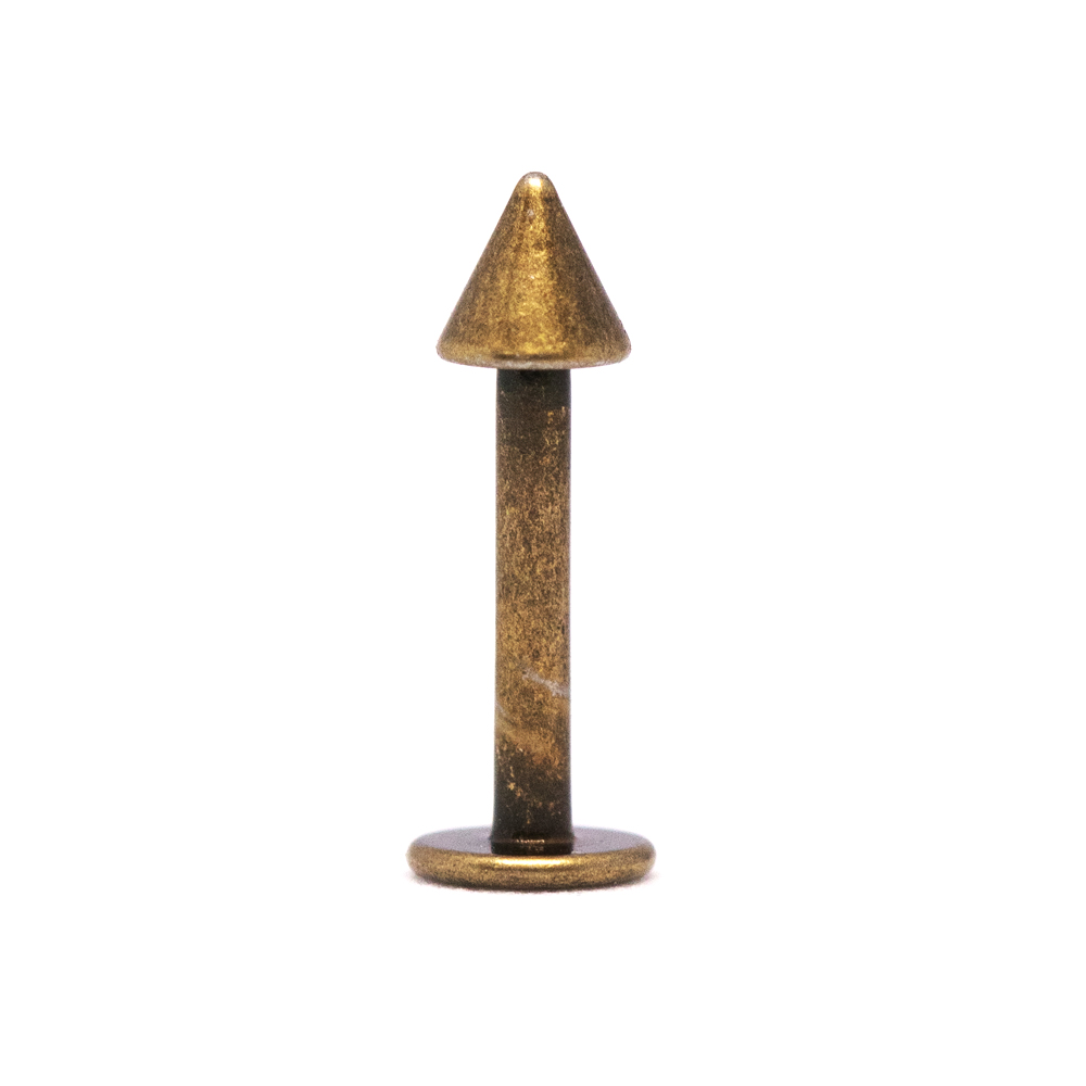 Steel 316L Antique Copper Ti-PVD coated Labret with Cone -16GA(1.2mm) 