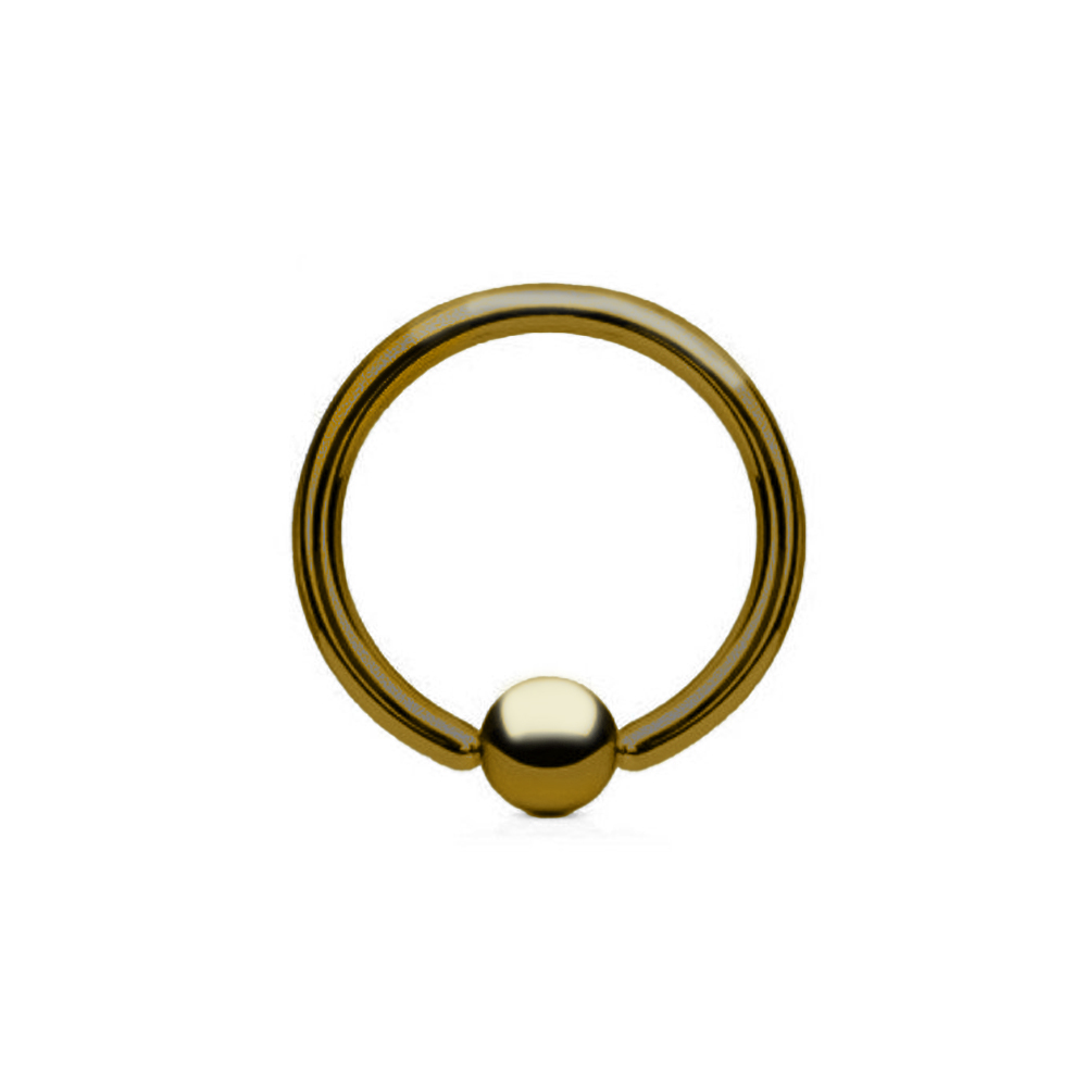 Steel 316L Antique Gold PVD Titanium Coated BCR with Clip-in Ball - 14GA(1.6mm)        