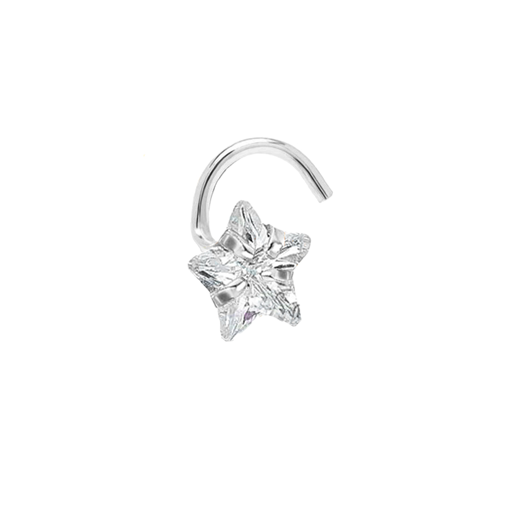 Steel 316L Nose Spiral with Star Setting Stone - 20GA(0.8mm)