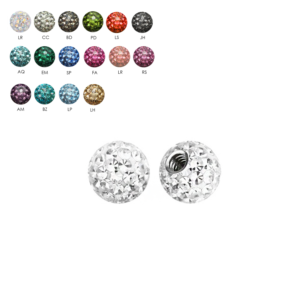 Steel 316L Screw Ball with Epoxy Crystals - 16GA(1.2mm)  