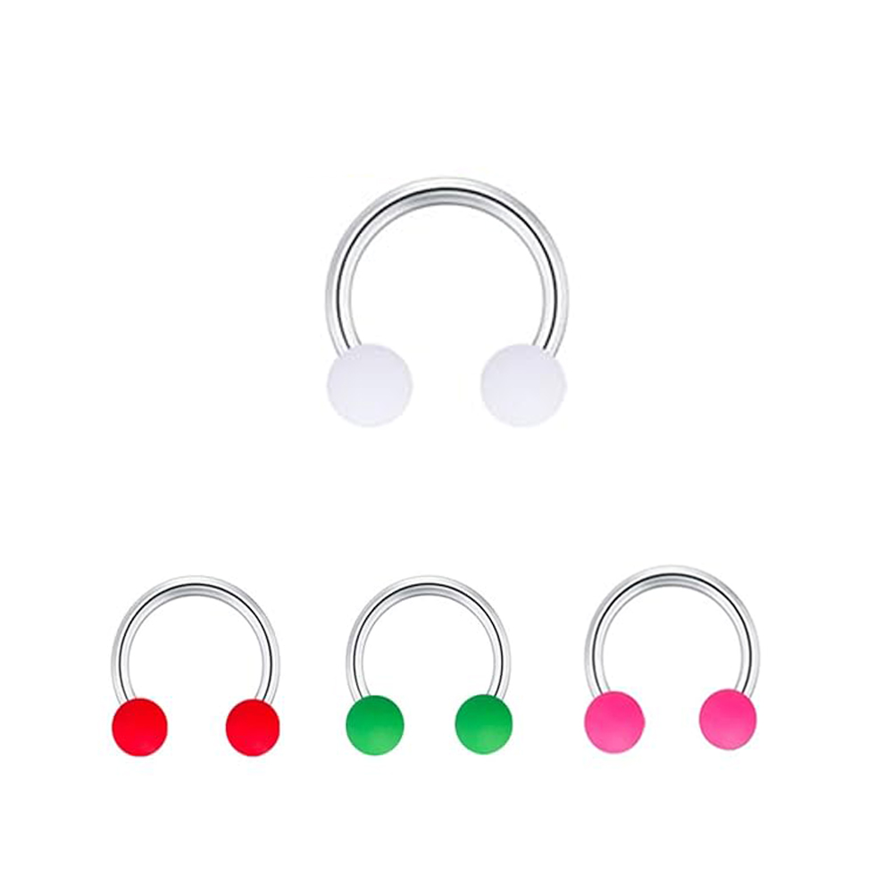 Steel 316L Circular Barbell with 3mm UV Screwballs - 16GA(1.2mm)  