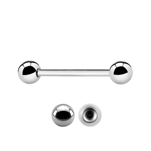 Steel 316L Extra Long Barbell with Screw Balls - 14GA(1.6mm) 