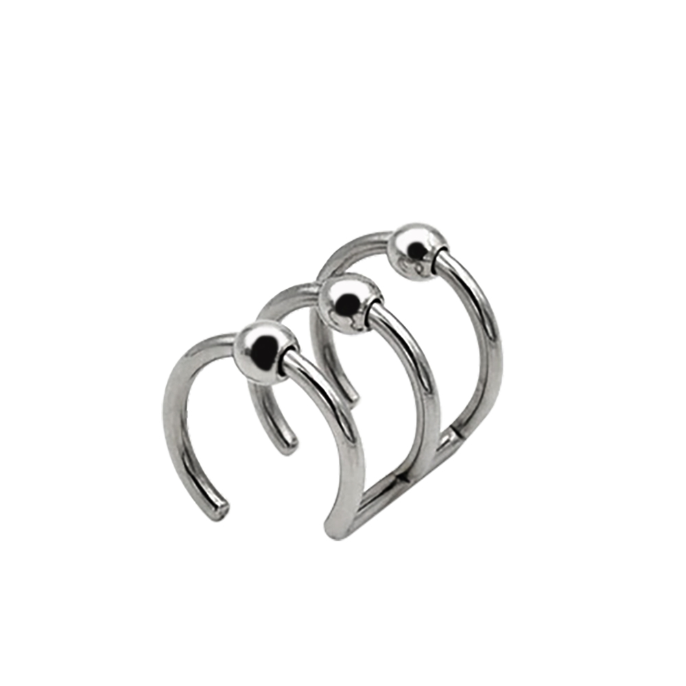 Steel 316L Clip-on Non-Piercing with 3 Rings 3 Balls - 16GA(1.2mm)
