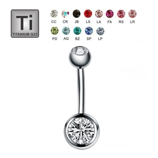 Titanium G23 Bananabell with Double Crystal (5+8mm) - 14GA(1.6mm) 