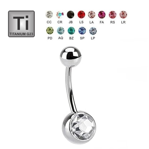 Titanium G23 Bananabell with Single Crystal (5+8mm) - 14GA(1.6mm) 