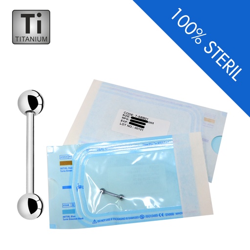 Sterilized Titanium G23 Barbell with Screwballs - 14GA(1.6mm)  
