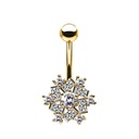Steel 316L Gold Ti-PVD Coated Belly Button Banana in Fashion Design - CC Crystal Clear