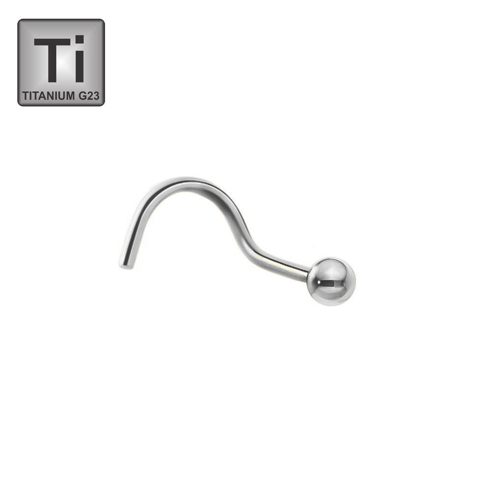 Titanium G23 Nose Spiral with Ball - 18GA(1.0mm)