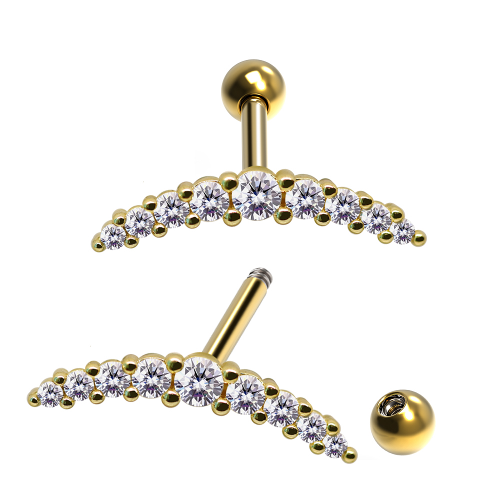 Steel 316L Barbell in Fashion Design with Crystals - CC Crystal Clear