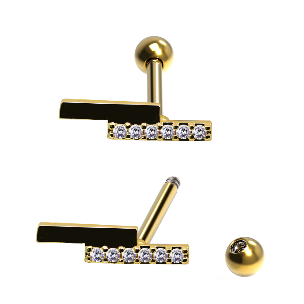 Steel 316L Barbell in Fashion Design with crystals - CC crystal clear
