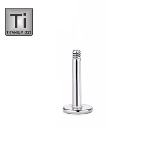 Titanium G23 Labret without Screwball (One Piece with Flat Bottom Plate) - 16GA(1.2mm)